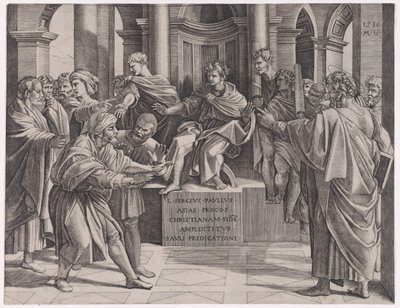 The Blinding of Elymas, dated 1516 by Agostino Veneziano