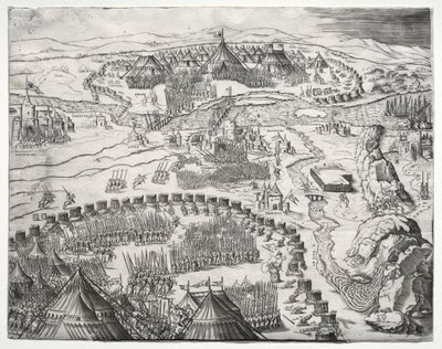The Position and Camp of the Armies of Charles V and Soliman II by Agostino Veneziano