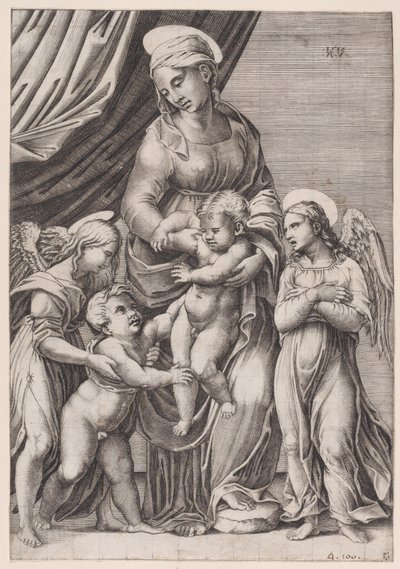 The Virgin, the Infant Christ, Infant Saint John, and Two Angels by Agostino Veneziano