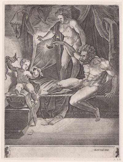 The Young Hercules in His Cradle, 1533 by Agostino Veneziano