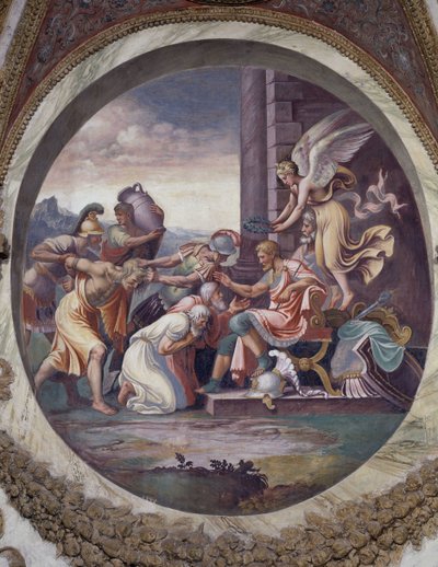 Sign of Aquarius: Scene of Triumph, of the Great Virtues of War (Fresco by Agostino da Mozzanega, 1528) by Agostino da Mozzanega