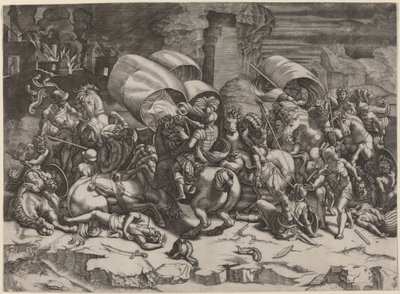 The Battle with the Cutlass by Agostino dei Musi, after Giulio Romano