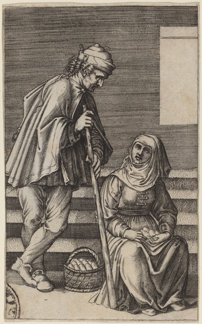 Peasant and Egg Woman by Agostino dei Musi after Raphael