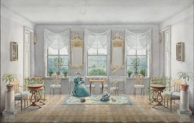 The Drawing Room in the Manor House Gorki by Agrafena Dmitrievna Blagovo