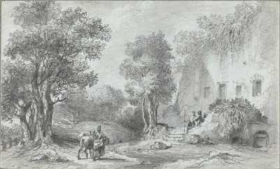 Landscape with Peasants before an Inn by Aignan Thomas Desfriches