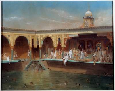 Les Bains Deligny in Paris in 1842 by Aime Bassompierre Sewrin