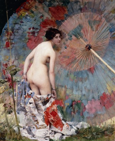 Young Woman and Parasol by Aimé Nicolas Morot