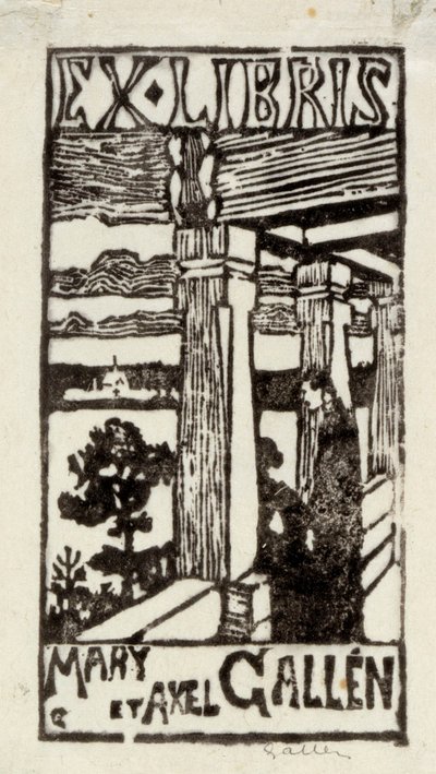 Bookplate Mary and Axel Gallén by Akseli Gallen-Kallela