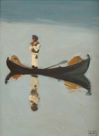 Man fishing by Akseli Valdemar Gallen Kallela