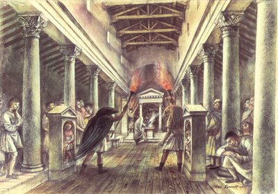 Interior of the Temple of Mithras by Alan Ernest Sorrell