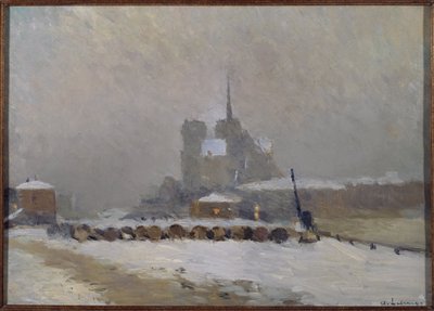 Notre-Dame de Paris, snow effect, evening, ca. 1897 by Albert Charles Lebourg