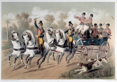 Hunting break, the start of the hunters. Print by Albert Adam (19th century) Paris, Musee Carnavalet by Albert Adam