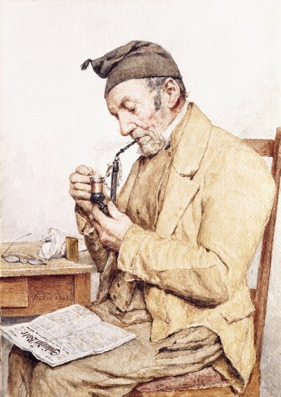 Grandfather with Pipe by Albert Anker