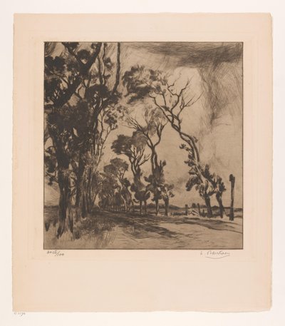 Landscape with Avenue Towards Ostend by Albert Baertsoen (signed by artist)
