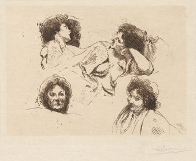 Four Heads of Women: Study for "The Happy Island" by Albert Besnard