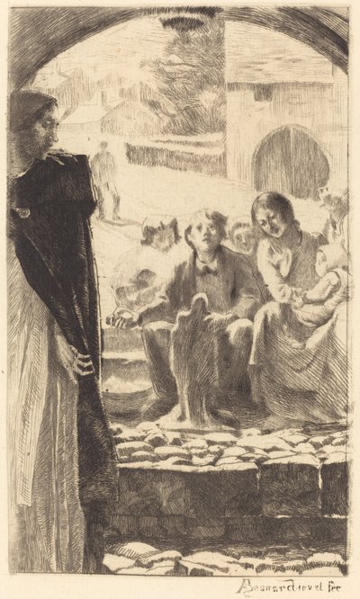 Pierre Copies the Virgin from the Portal of the Church of Marly by Albert Besnard