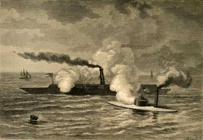 Attack of the Monitor on the Merrimack by Albert Bobbett