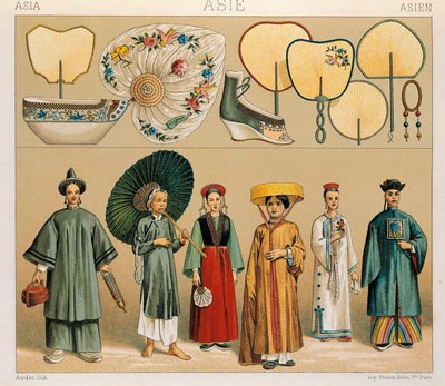 Clothes of Chinese Women and of the Region of Tartary, Illustration from Complete Costume History by Auguste Racinet by Albert Charles August Racinet