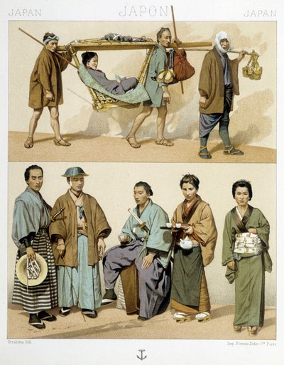 Costumes and Transport in Japan by Albert Charles August Racinet
