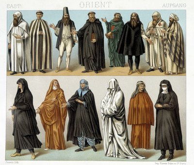 Costumes of Monks and Religious in the Middle East in the 19th Century. Illustration in 