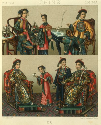 Illustration of Imperial Family of Chin; China by Albert Charles August Racinet