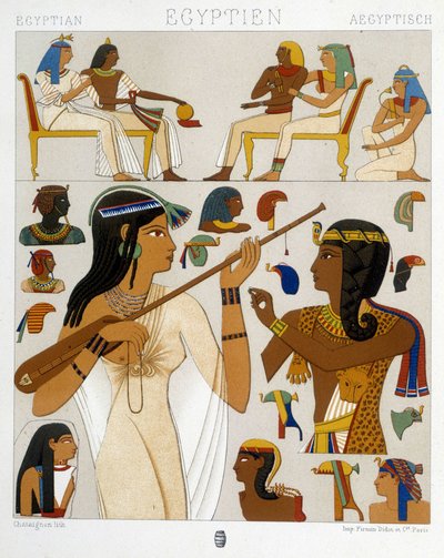 Images Reproduced from the Frescoes of Ancient Egypt in “The Historical Costume” by Racquet 1888 by Albert Charles August Racinet