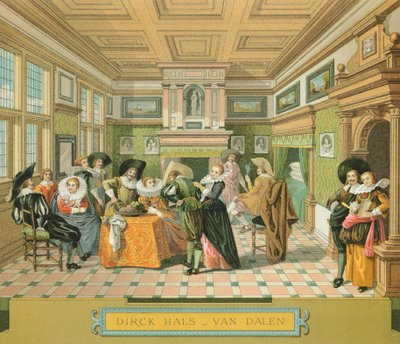 Interior of Dutch Noble Dwelling in 17th Century, Illustration from The Complete Costume History by Racinet Auguste by Albert Charles August Racinet