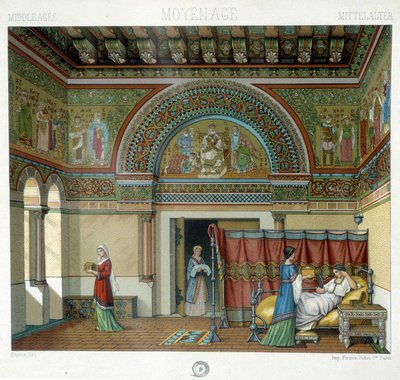 Interior of a stately dwelling in the Middle Ages in 
