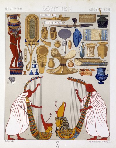 Various antique objects of Egypt - in The historical costume by Racinet by Albert Charles August Racinet