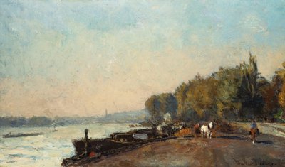 On the Bridge at Suresnes in Autumn by Albert Charles Lebourg