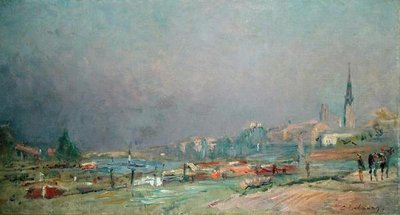 On the River Bank by Albert Charles Lebourg