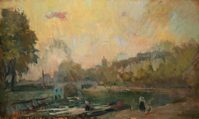 The Banks of the River Seine at St. Cloud by Albert Charles Lebourg