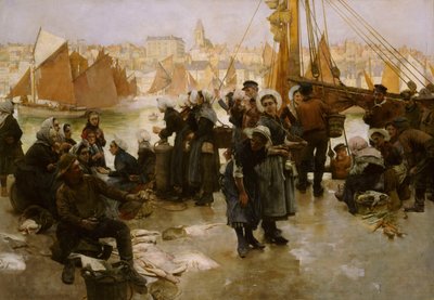 Departure of the Fishing Fleet, Boulogne, 1891 by Albert Chevallier Tayler
