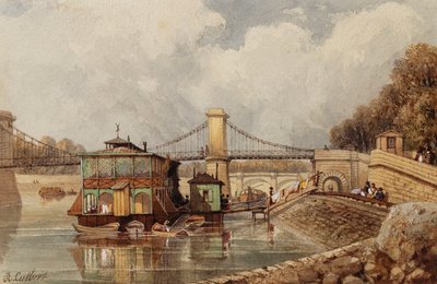 A Bateau-Lavoir near the Old Pont des Invalides by Albert Cutbert