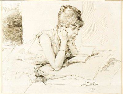 A Young Woman Reading by Albert Edelfelt
