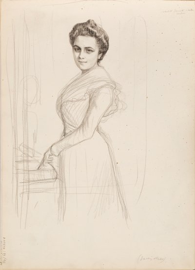 Camille Vallery-Radot, Portrait Sketch by Albert Edelfelt