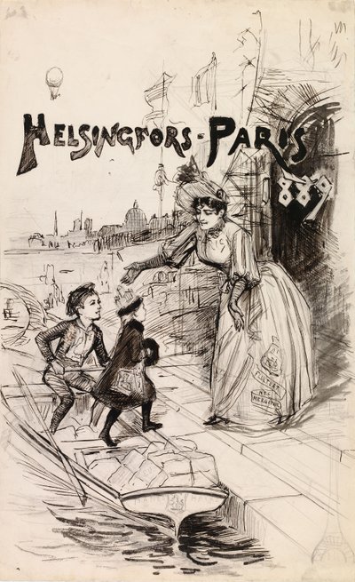 Cover Illustration for the Art Publication "Helsingfors - Paris 1889" by Albert Edelfelt