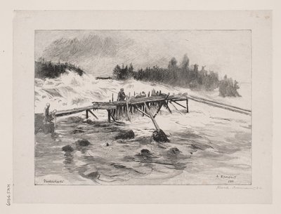 A Waterfall. Vallinkoski by Albert Gustaf Aristides Edelfelt