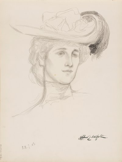 Woman with a Hat (Mme Flore Deschamps?) by Albert Edelfelt