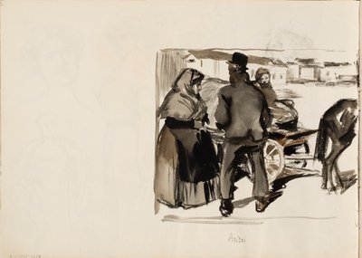 Horse Carriage, Three People by Albert Edelfelt