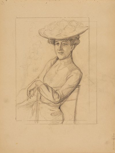 Sitting Woman with a Hat by Albert Edelfelt