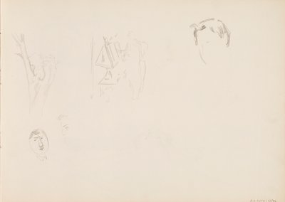 Face Sketches, Tree Trunk by Albert Edelfelt