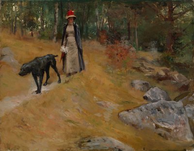 On the Shore Bank (Annie Edelfelt with a Dog) by Albert Edelfelt
