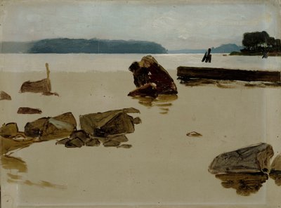Open Sea off Haikko, Study for Boys Playing on the Shore by Albert Edelfelt