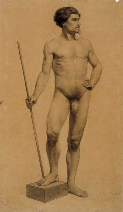 Standing Nude Man, Academy Study by Albert Edelfelt