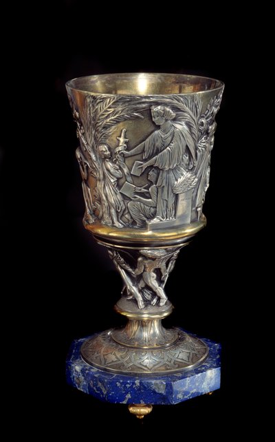 Porphyry Cup in Silver and Porcelain by Albert Ernest Carrier Belleuse by Albert Ernest Carrier Belleuse