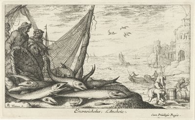 Anchovies by a Basket and Fishing Net by Albert Flamen
