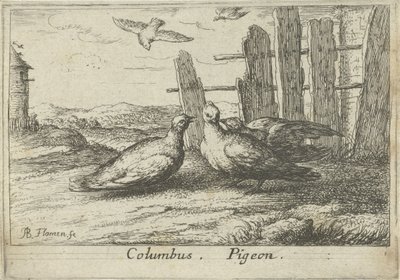 Two Doves by a Fence by Albert Flamen