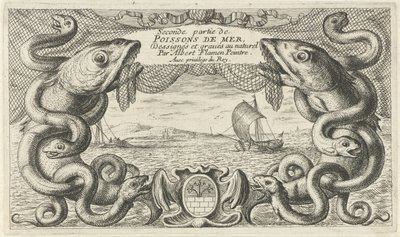 Seascape with Sea Creatures and a Fishing Net (series title: Fish and Other Sea Creatures - Saltwater Second Series) by Albert Flamen