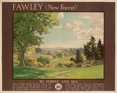 Fawley (New Forest), poster advertising Southern Railway by Albert George Petherbridge